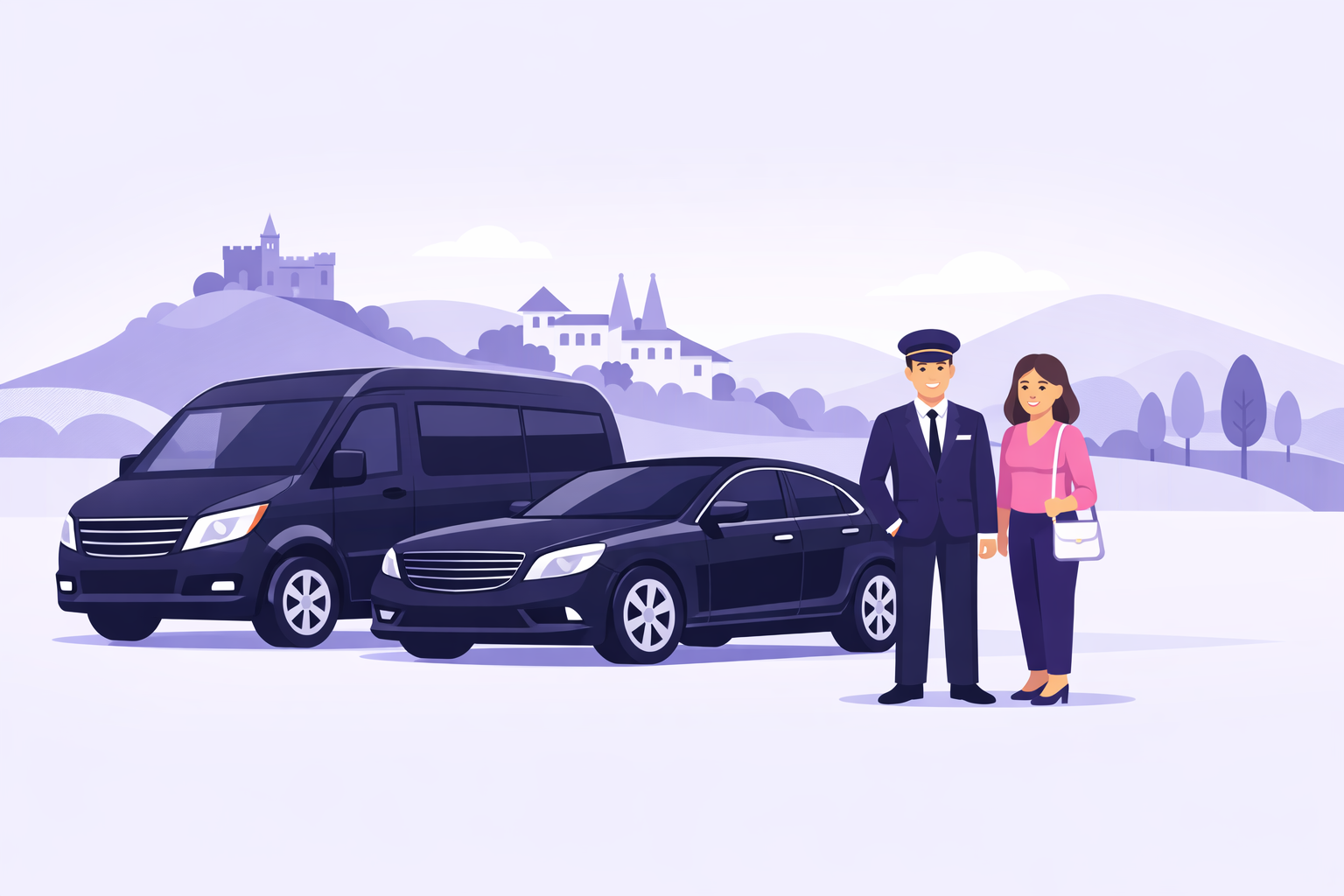 Ilustracao de servico de transfer em Sintra